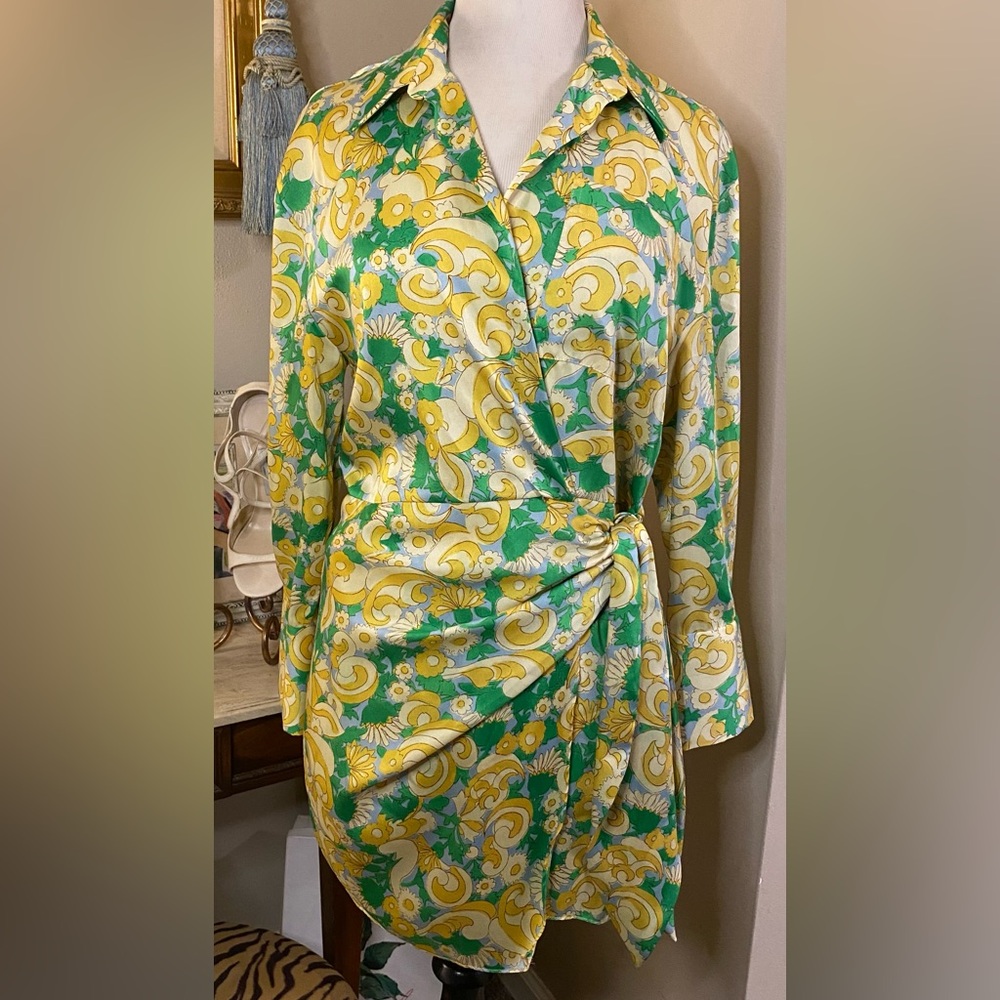 Zara print wrap dress Sz L